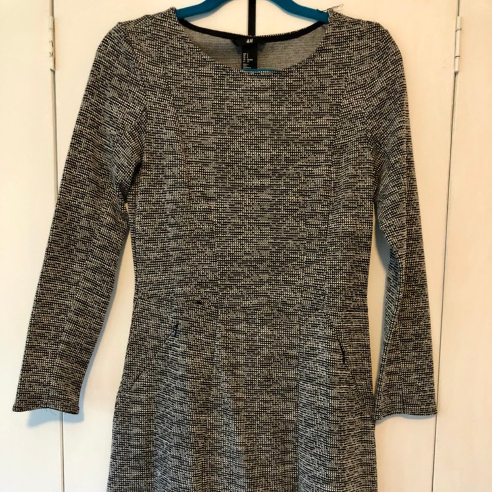 H&M Tweed Long Sleeve Dress